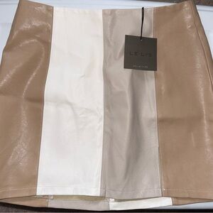 LE LIS Colorblock Faux Leather Mini Skirt - NWT